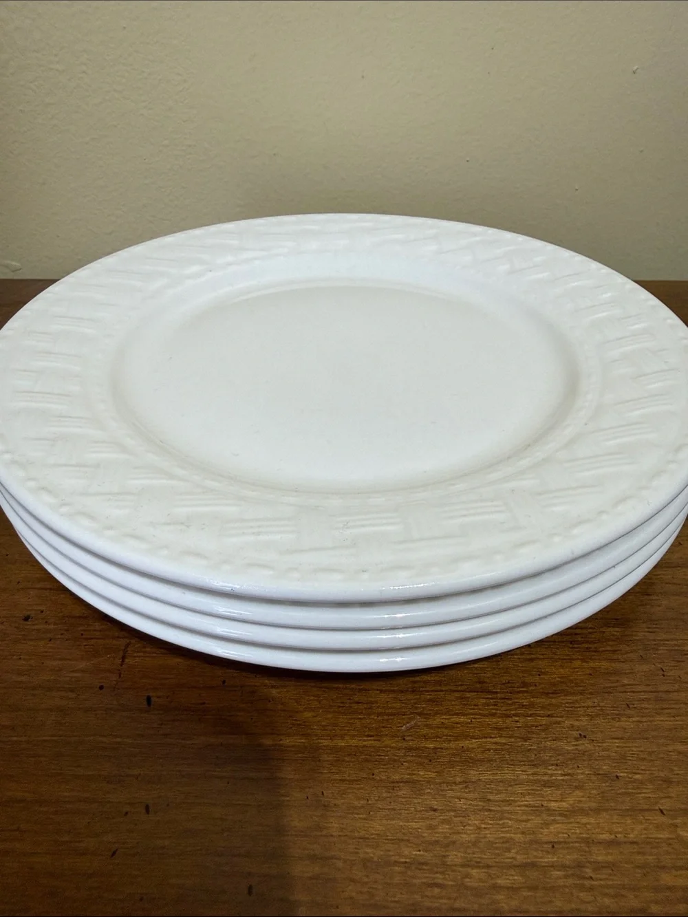 Pfaltzgraff White Embossed Rim Salad Plates - Set of 4